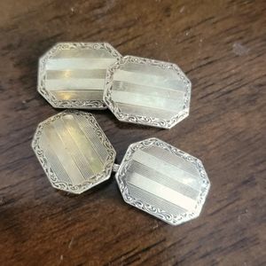 14k Gold Front Sterling Cuff links